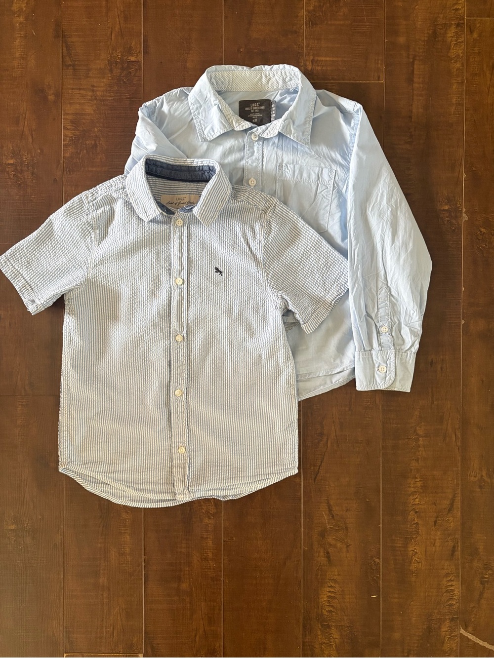 H&M Boys Light Blue Short & Long Sleeve Button-Down Shirt Set